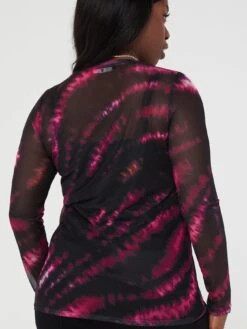 V By Very Curve Tie Dye Animal Mesh Top - Black -RIVE IS Clothing Shop VK4FV SQ6 0000000004 BLACK MDd2