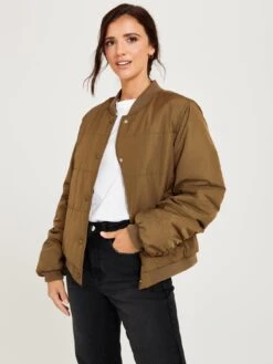 Lucy Mecklenburgh Puffer Bomber Jacket - Khaki  -RIVE IS Clothing Shop VKDOB SQ4 0000000058 KHAKI MDd