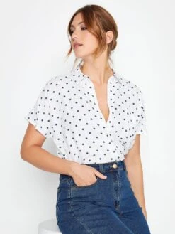 Long Tall Sally Spot Short Sleeve Pocket -RIVE IS Clothing Shop VKE6K SQ4 0000000013 WHITE MDd