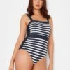 Long Tall Sally Stripe Swimsuit - Navy -RIVE IS Clothing Shop VKE6X SQ1 0000000020 BLUE MDf