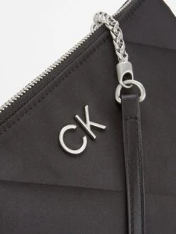 Calvin Klein Lock Logo Satin Quilt Cross Body Bag - Black -RIVE IS Clothing Shop VKHI5 SQ4 0000000004 BLACK SLd
