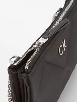Calvin Klein Lock Logo Satin Quilt Cross Body Bag - Black -RIVE IS Clothing Shop VKHI5 SQ5 0000000004 BLACK SLi