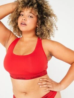 Calvin Klein Plus Modern Cotton Bralette - Red
