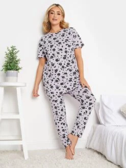 Yours Silhouette Floral Pyjama Set - Purple Floral -RIVE IS Clothing Shop VKM17 SQ3 0000000039 PURPLE MDo