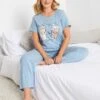 Yours I Am Always Here For You Wide Leg Pj Set - Blue