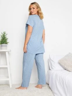 Yours I Am Always Here For You Wide Leg Pj Set - Blue -RIVE IS Clothing Shop VKM1R SQ2 0000000020 BLUE MDb