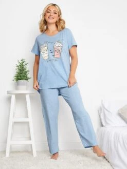 Yours I Am Always Here For You Wide Leg Pj Set - Blue -RIVE IS Clothing Shop VKM1R SQ3 0000000020 BLUE MDo
