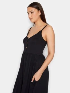 Long Tall Sally Black Button Through Cami Dress With Pockets -RIVE IS Clothing Shop VKM3B SQ4 0000000004 BLACK MDd