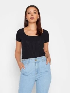 Long Tall Sally Long Long Tall Sally Sally Black Ribbed Corset Top