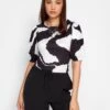 Long Tall Sally Abstract Print Puff Sleeve Top