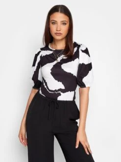 Long Tall Sally Abstract Print Puff Sleeve Top
