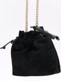 River Island Drawstring Suede Cross Body Bag - Black -RIVE IS Clothing Shop VKURJ SQ4 0000000004 BLACK SLd