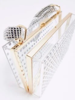 River Island Diamante Perspex Clutch Bag - Silver -RIVE IS Clothing Shop VKURP SQ5 0000000035 SILVER SLi
