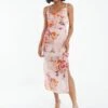 Quiz Floral Tie Back Bodycon Midaxi Dress