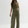 New Look Wide Leg Cargo Trousers - Khaki