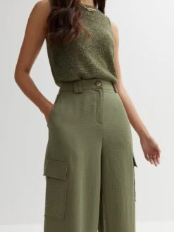 New Look Wide Leg Cargo Trousers - Khaki -RIVE IS Clothing Shop VLENU SQ4 0000005579 DARK KHAKI MDd