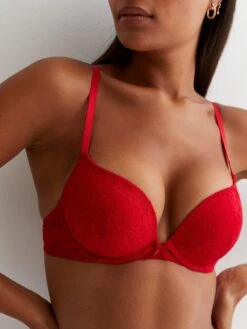New Look 2 Pack Lace Push Up Bras - Black & Red -RIVE IS Clothing Shop VLET2 SQ4 0000000270 PRINT MDd