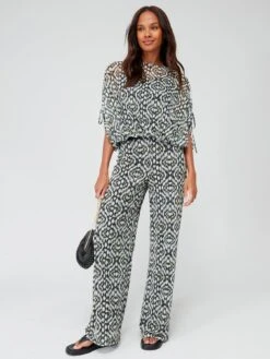 V By Very Mesh Wide Leg Trouser - Print -RIVE IS Clothing Shop VLIO1 SQ3 0000000270 PRINT MDo