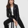 Y.A.S Sophie Leather Biker Jacket - Black