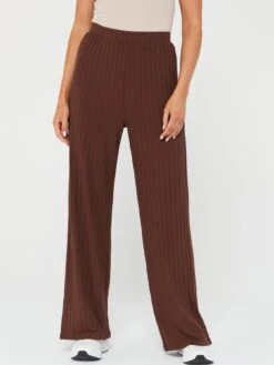 PIECES Simone High Waist Wide Leg Pant - Brown