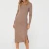 PIECES Kylie Long Sleeve Midi Dress - Brown -RIVE IS Clothing Shop VLKK5 SQ1 0000000143 BROWN MDf