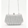 Quiz Silver Glitter Satin Pleated Box Bag