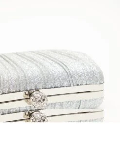 Quiz Silver Glitter Satin Pleated Box Bag -RIVE IS Clothing Shop VLY6J SQ5 0000000035 SILVER SLi