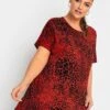Yours Round Neck Jersey Top Red Print