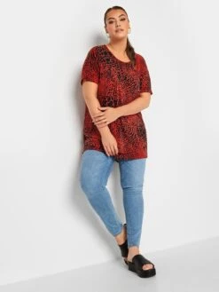 Yours Round Neck Jersey Top Red Print -RIVE IS Clothing Shop VM03M SQ3 0000000017 RED MDo