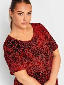 Yours Round Neck Jersey Top Red Print -RIVE IS Clothing Shop VM03M SQ4 0000000017 RED MDd