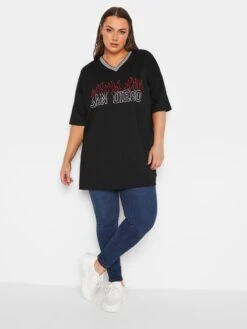 Yours Striped Printed V Neck T-shirt - Black -RIVE IS Clothing Shop VM04S SQ3 0000000004 BLACK MDo