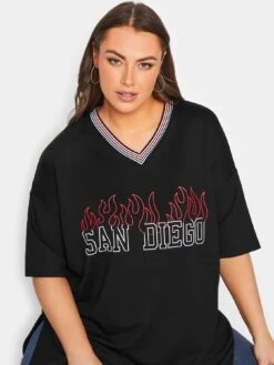 Yours Striped Printed V Neck T-shirt - Black -RIVE IS Clothing Shop VM04S SQ4 0000000004 BLACK MDd