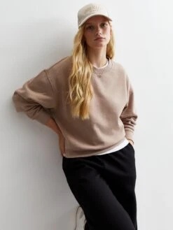 New Look Camel Crew Neck Sweatshirt