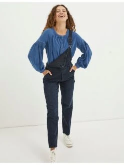 FatFace Keira Indigo Henley Top - Blue -RIVE IS Clothing Shop VM0XU SQ3 0000000020 BLUE MDo