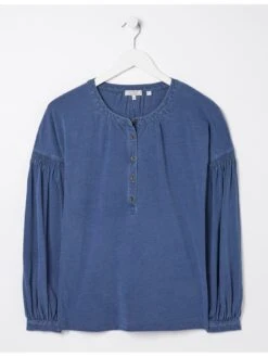 FatFace Keira Indigo Henley Top - Blue -RIVE IS Clothing Shop VM0XU SQ5 0000000020 BLUE MDd1