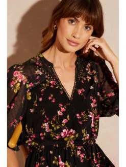 Love & Roses Dobby Mix Jersey Mini Dress - Black -RIVE IS Clothing Shop VM74O SQ4 0000000004 BLACK MDd