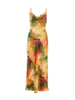 Quiz Petite Multicoloured Satin Marble Print Midaxi Dress -RIVE IS Clothing Shop VM77A SQ4 0000000029 MULTI MDd