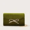 Monsoon Velvet Bow Bag -RIVE IS Clothing Shop VM7DX SQ1 0000000047 GREEN SLf