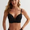 New Look Black DD+ Floral Lace Diamante Push Up Bra