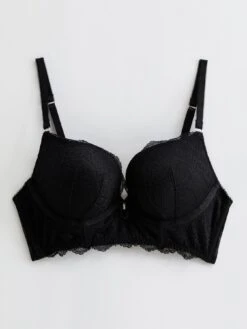 New Look Black DD+ Floral Lace Diamante Push Up Bra -RIVE IS Clothing Shop VM93C SQ5 0000000004 BLACK MDd1