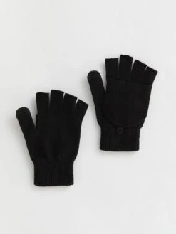 New Look Black Knit Flip Top Fingerless Gloves