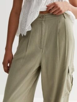 New Look Khaki Linen Blend Cargo Trousers -RIVE IS Clothing Shop VM96K SQ4 0000005579 DARK KHAKI MDd