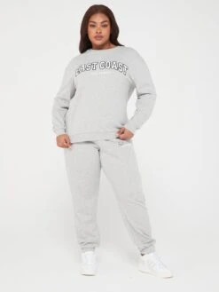 V By Very Curve Crew Neck Graphic Print Sweatshirt - Grey -RIVE IS Clothing Shop VM980 SQ3 0000000005 GREY MDo