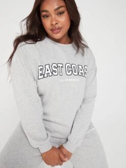 V By Very Curve Crew Neck Graphic Print Sweatshirt - Grey -RIVE IS Clothing Shop VM980 SQ6 0000000005 GREY MDd2