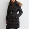 New Look Black Faux Fur Hood Belted Puffer Coat -RIVE IS Clothing Shop VM9E0 SQ1 0000000004 BLACK MDf