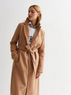 New Look Camel Longline Belted Coat -RIVE IS Clothing Shop VM9EX SQ3 0000000143 BROWN MDo