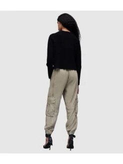 AllSaints Frieda Tencel Trousers - Washed Olive Green -RIVE IS Clothing Shop VM9TV SQ4 0000000047 GREEN MDb