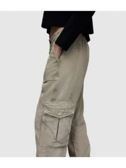 AllSaints Frieda Tencel Trousers - Washed Olive Green -RIVE IS Clothing Shop VM9TV SQ6 0000000047 GREEN SLd1