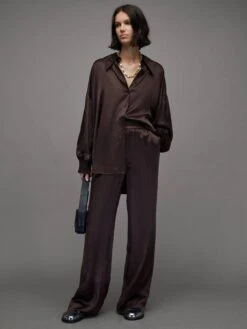 AllSaints Charli Trousers - Warm Cacao Brown -RIVE IS Clothing Shop VM9VC SQ3 0000000143 BROWN MDo