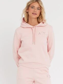 Armani Exchange Embellished Logo Hoodie - Pink -RIVE IS Clothing Shop VMBRT SQ4 0000000063 PINK MDd